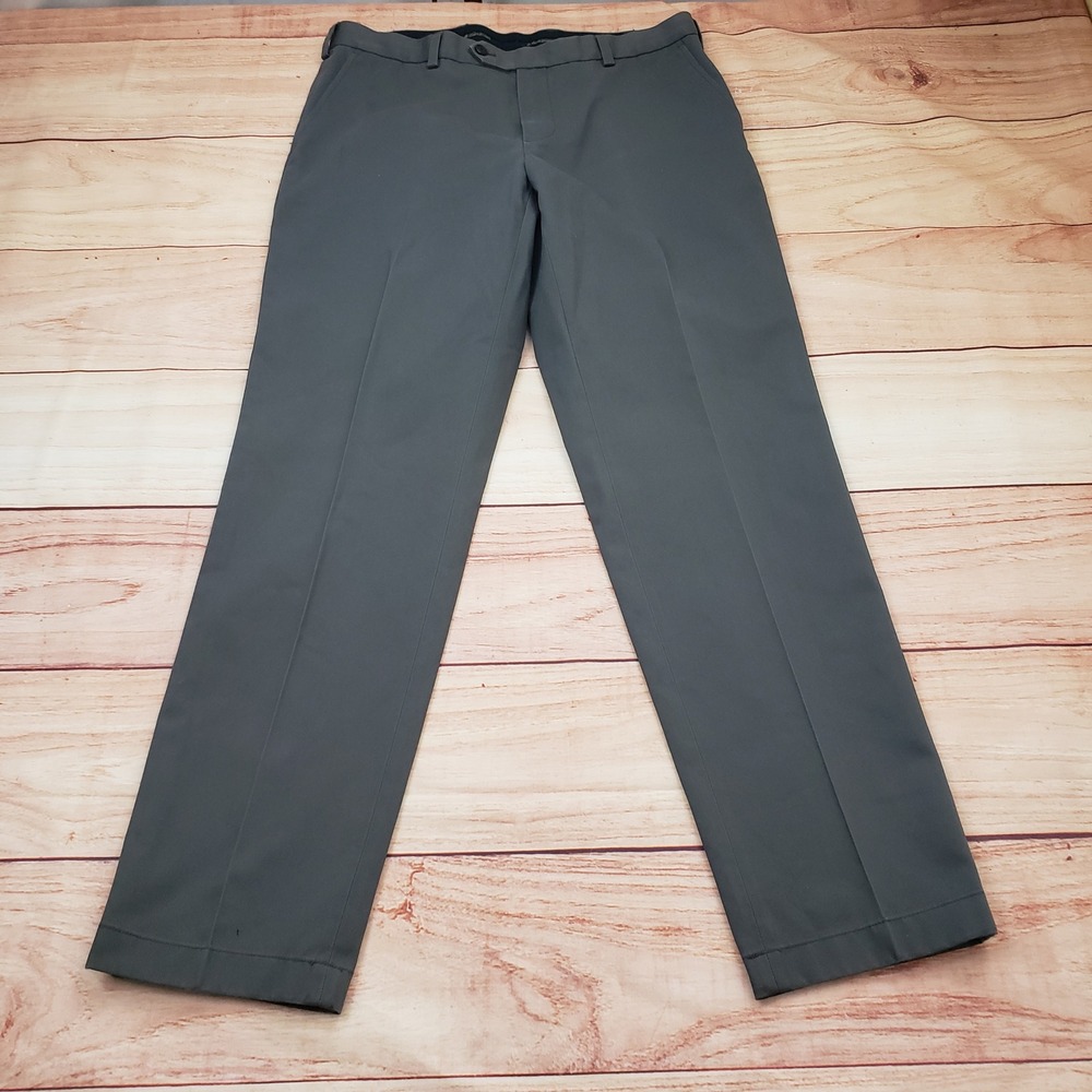 Brooks Brothers Milano Advantage Pants Mens 35x32 Chino Dark Gray Slim Cotton